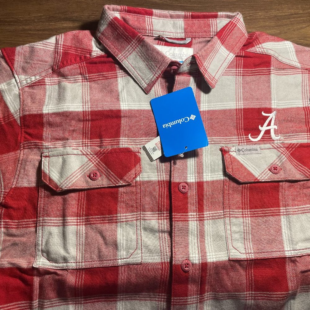 ALABAMA CRIMSON TIDE FLANNEL SHIRT-SOFT-ADULT MEDIUM-COLUMBIA-STITCHED -NWT $65